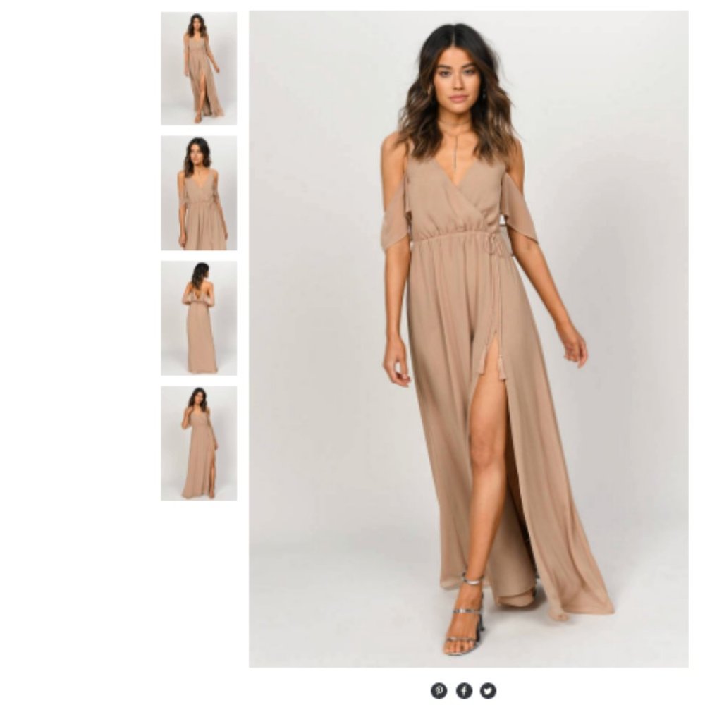 Taupe Cold Shoulder Maxi Dress (Bridesmaid)